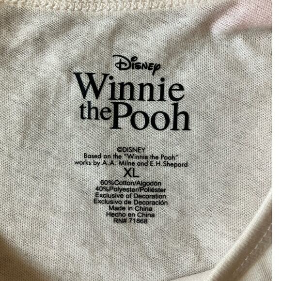 New Winnie the Pooh Cream Embroidered Cropped Tank Top XL - Picture 3 of 4